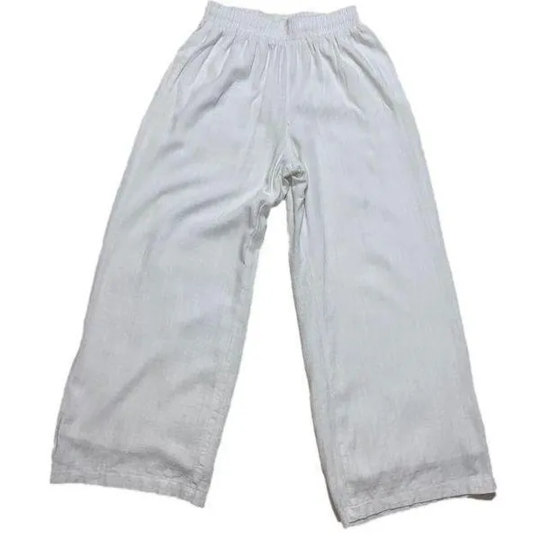 Princess Polly White Linen Blend Wide Leg Elastic Waist Pull On Lined Pants - Image 2