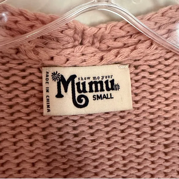 Show Me Your Mumu Bader Cardigan Petal Knit Women's‎ Small Pale Pink Boho Hippie - Image 4