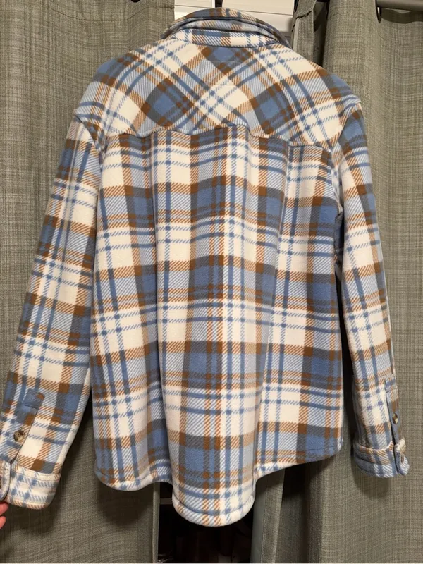 SAGE Collective Cream Sherpa Jacket with Tan Trim - Image 3