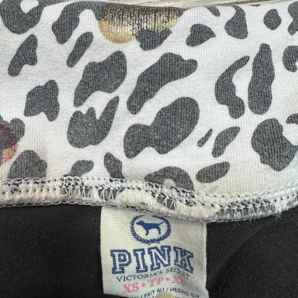 Y2K Victoria's Secret PINK‎ Leopard Heart Foldover Yoga Shorts Black XSmall XS - Image 5