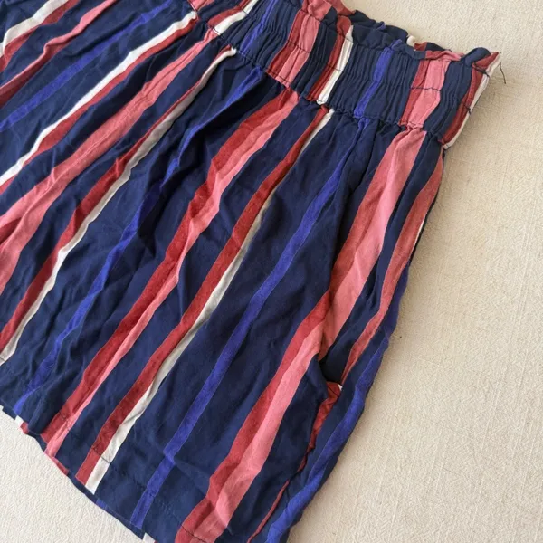 Angie Striped High Rise‎ Elastic Waist Shorts Navy Red Pink Small - Image 8