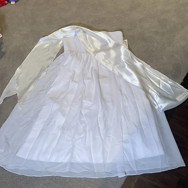 Women’s Elegant White Strapless Full Length Chiffon Prom Party Formal Dress XXXL - Image 2