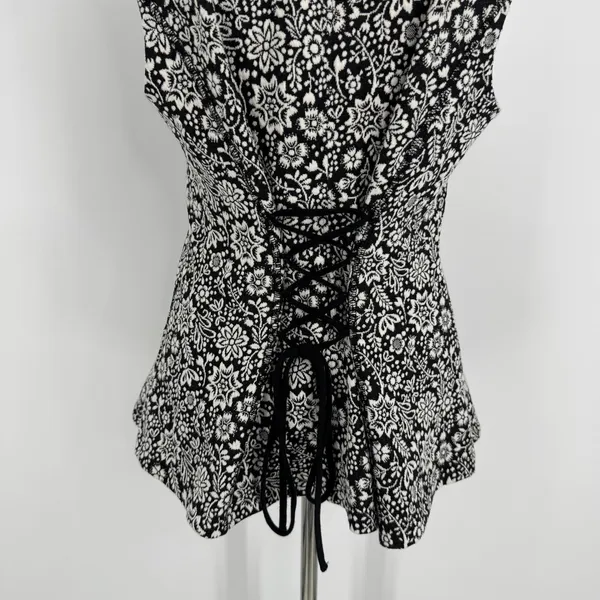 Anthropologie Vanessa‎ Virginia Top Large Black Floral Corset Back Cottagecore - Image 8