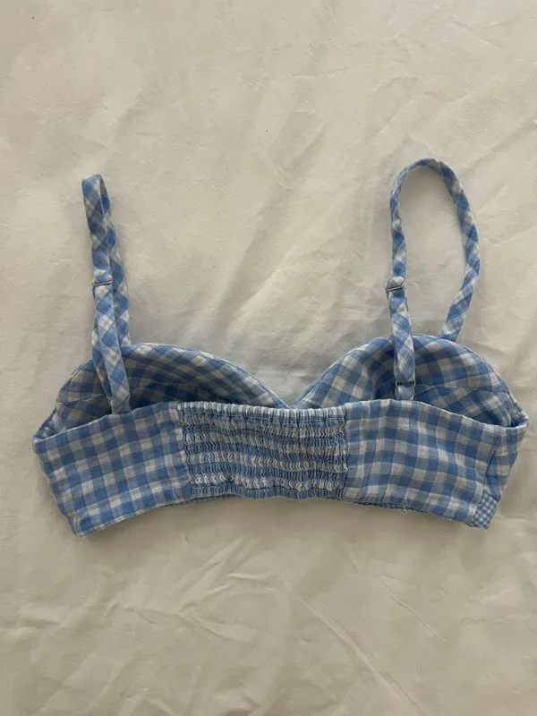 Favorite Daughter Blue Gingham Bralette - Image 3