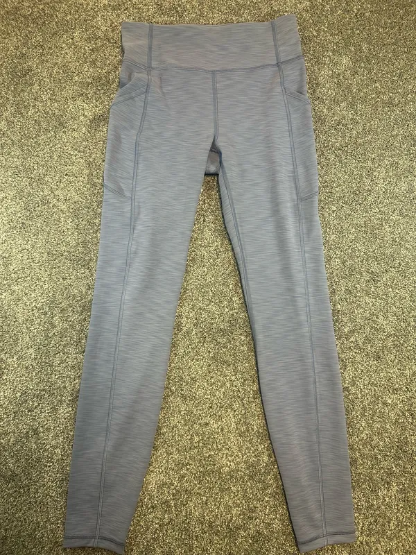 Lululemon Heathered Water Drop High Rise Leggings Pockets Size 6 - Image 4
