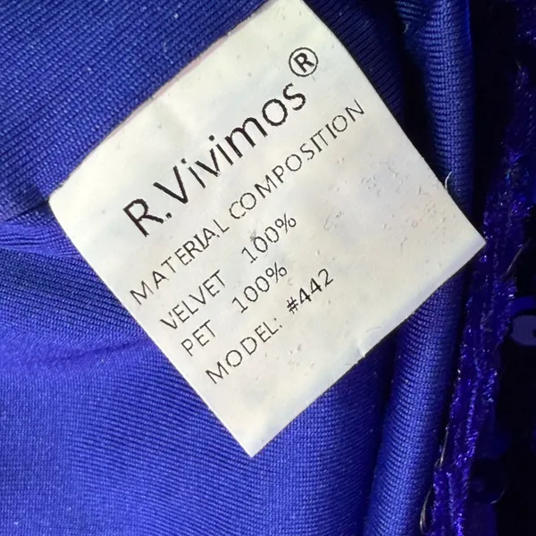 NWT R.Vivimos Blue‎ Sequin Velvet Cutout Mini Bodycon Dress Small - Image 10