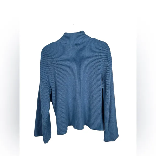 Edikted Sweater Women’s Medium Blue Cropped‎ Ribbed Quarter Zip Pullover - Image 4
