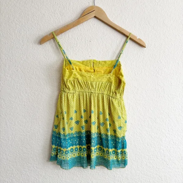 Max‎ Rave Green and Blue Smocked Camisole Top Size S - Image 2