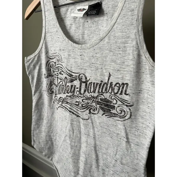 Harley Davidson Grey Racerback Tank Medium - Image 2