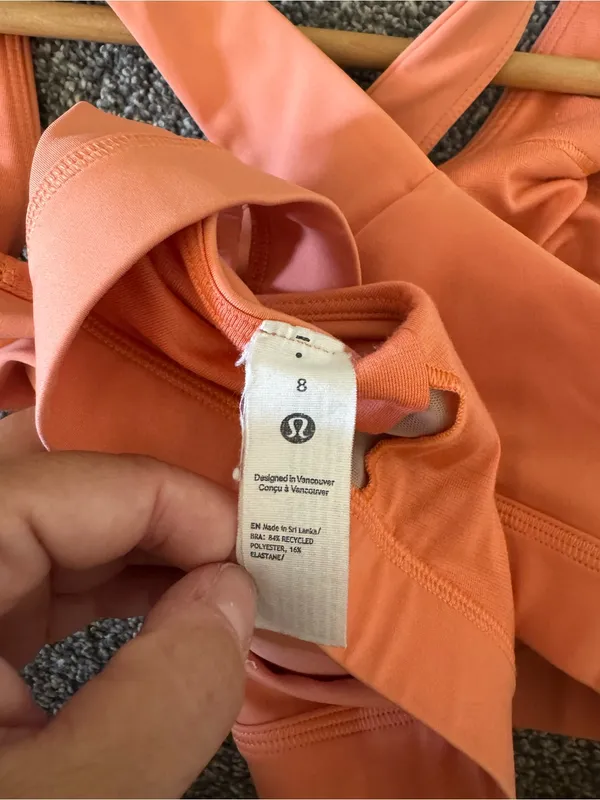 Women’s Lululemon Orange padded cross back athletic sports bra 8 - Image 3