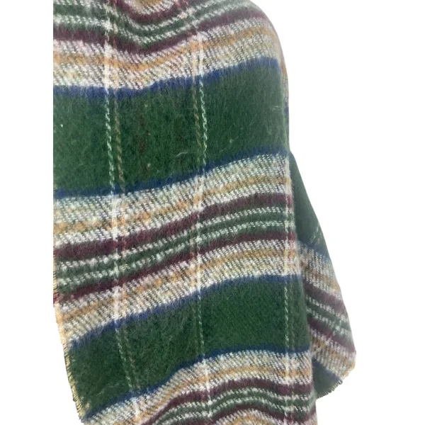 Steve Madden Reversible Wrap Shawl Scarf Green Plaid & Leopard Fringe 82x21’ NWT - Image 2
