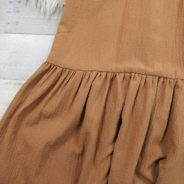 CALVIN KLEIN Gauze Knot Front Sleeveless Midi Dress In Luggage Women's Size 10 - Image 7
