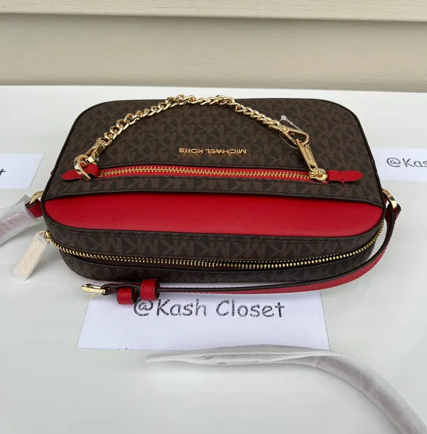 Michael Kors Jet Set Item Large EW Zip Chain Crossbody Bag -Flame - Image 5