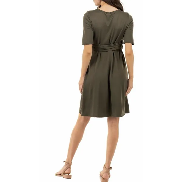 Mother Bee Maternity Knee Length Wrap Dress W/ Adjustable Belt Large - Image 3