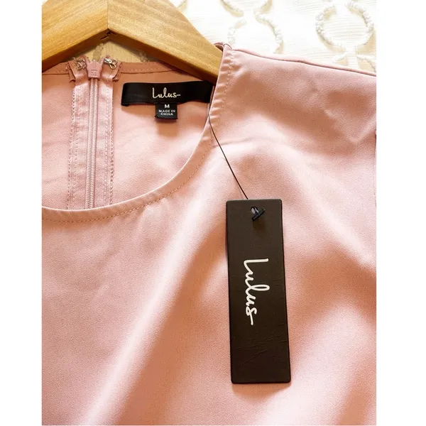 Lulus Believe It or Knot Rose Pink Long Sleeve Tie-Front Skater Dress NWT size M - Image 6