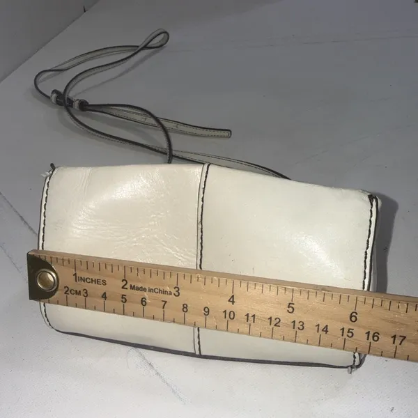 HOBO Mini Elan White Leather Small Minimalist Boho Western Crossbody Bag Purse - Image 6