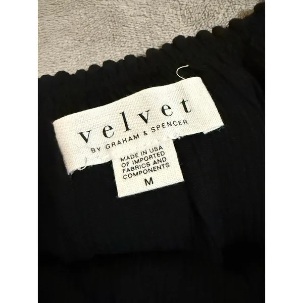 NWT Velvet Black Blouse Teasels Off-Shoulder Bohemian Crop‎ Size Medium - Image 3