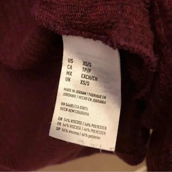 American Eagle Feather Light Ribbed Hooded Pocket Cardigan Burgundy Red XS/S‎ - Image 4