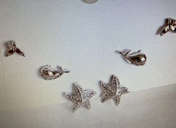Antian Accessories™ Silver Starfish & Ocean Theme Earring Set (6 Pieces) - Image 6
