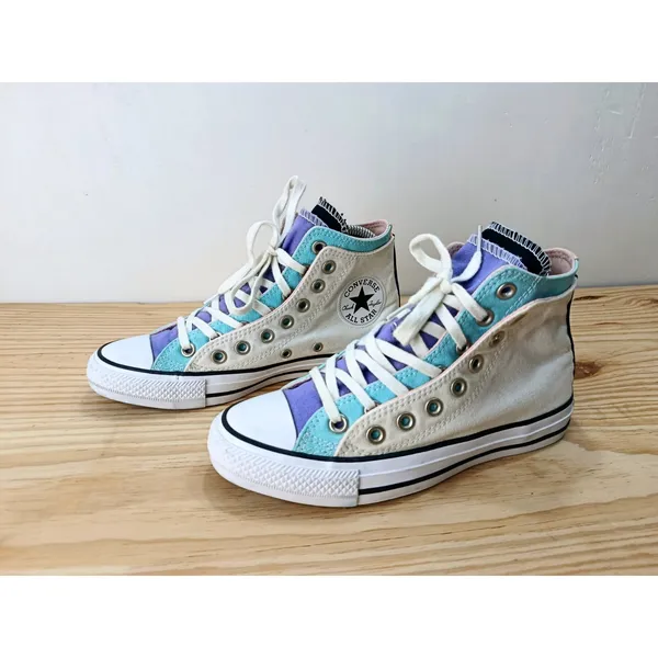 Converse Chuck Taylor All Star Double Upper Hi Top White Multi 167416F Size W7/M - Image 4