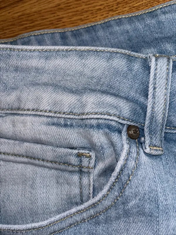 Kancan Bootcut Jeans Women’s Plus Size 22 Light Wash Distressed Raw Hem Slits - Image 6