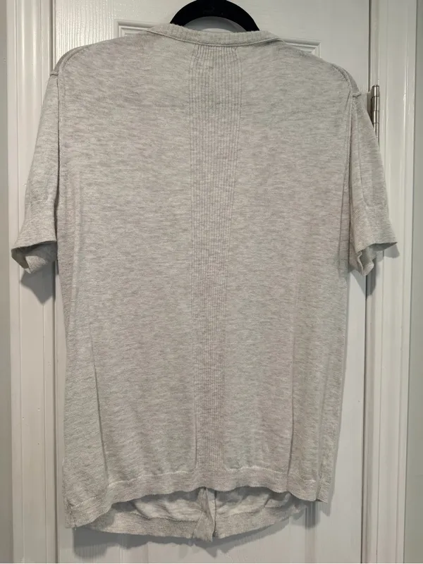 Banana Republic Size XL Light Gray 100% Cotton Short Sleeve Button Cardigan - Image 6