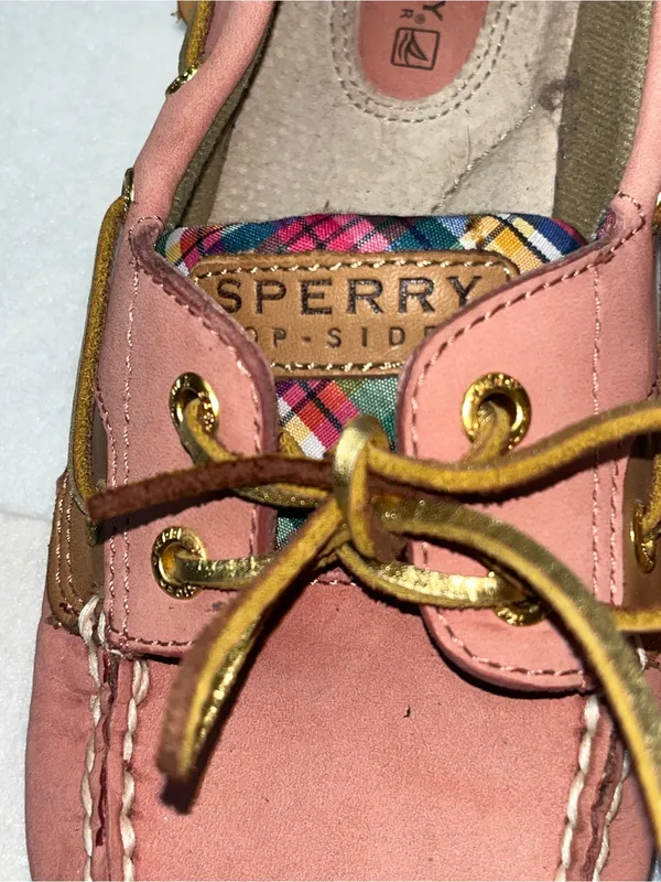 Sperry Top-Sider Pink Leather Plaid Accents Women’s Nautical Boat Shoes Size 8M - Image 4