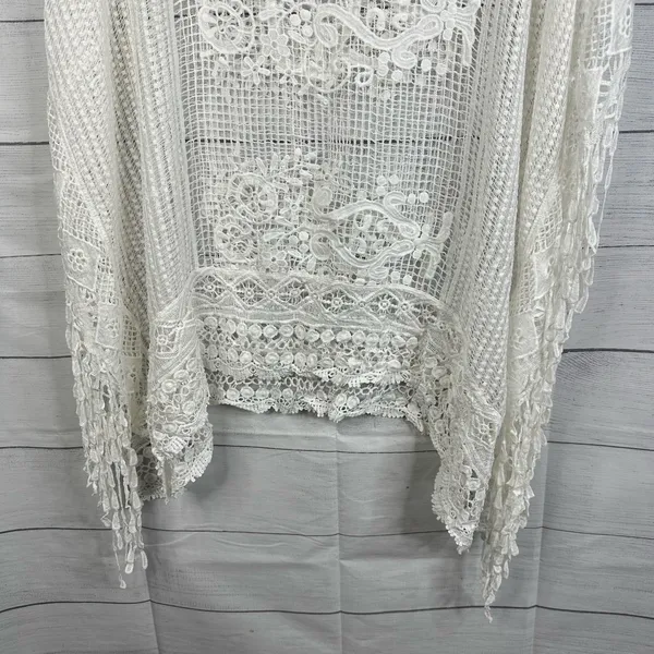 Womens size XL One Size Kimono Bohemian Crochet Lace Boho Coverup Festival White - Image 6