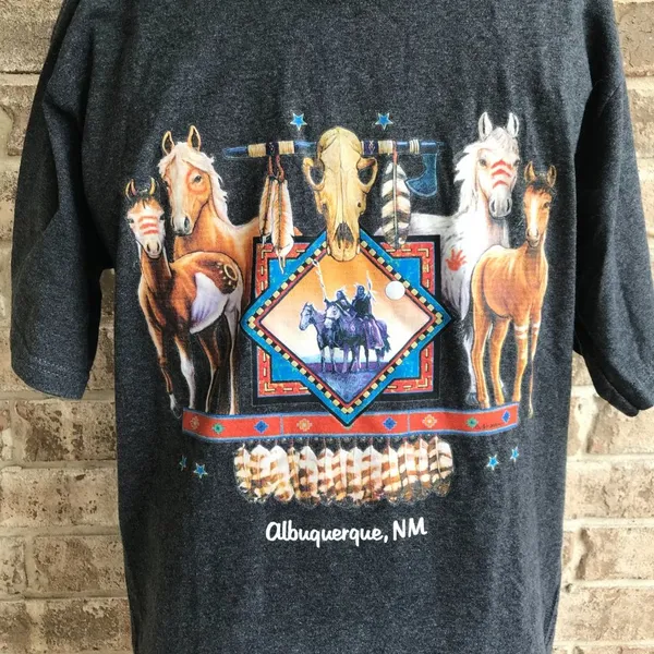 Hanes Albuquerque New Mexico T Shirt Horses Southwest - Image 2