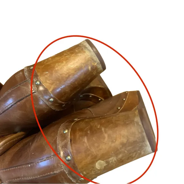 Ugg "Lynnea" Cognac Brown Leather Clog Boots With Sherpa Lining (10) - Image 10