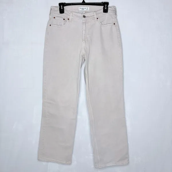 Abercrombie & Fitch Tan Curve Love Baggy Low Rise Jeans - Image 4