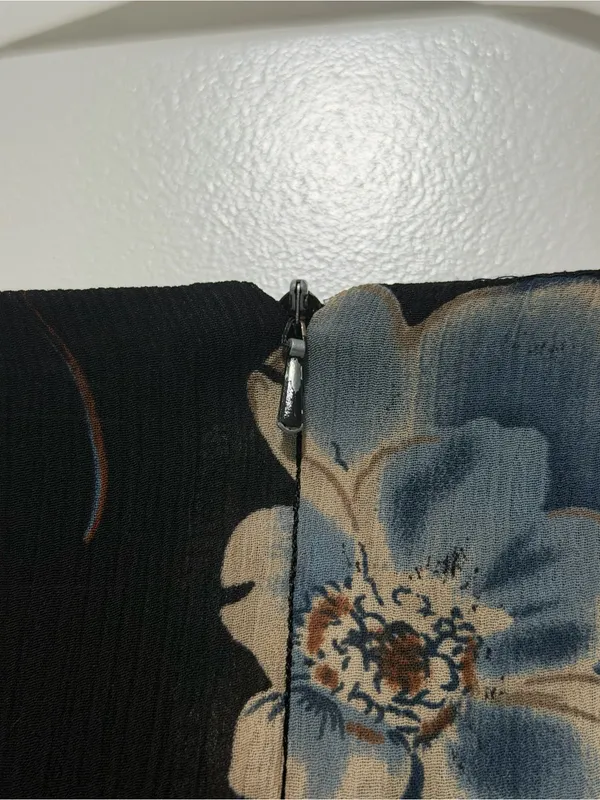 Preview International Black Maxi Dress with Blue and Tan Floral Print - Image 6