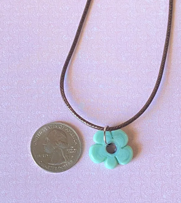 Handmade artisan chunky flower glass bead simple cute fairy boho cottage necklace💐 - Image 6