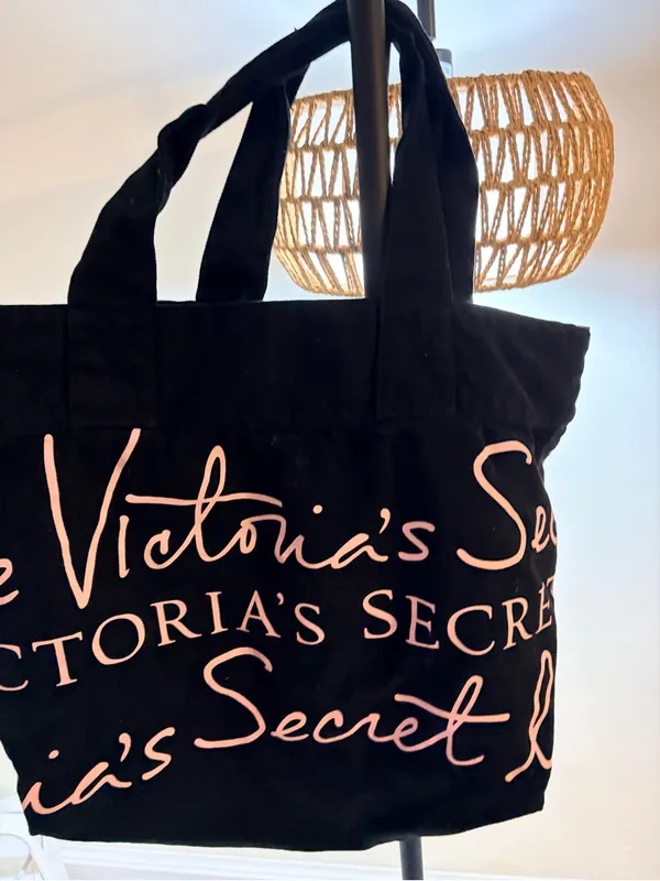 PINK Victoria's Secret Black Tote with Pink Script - Image 2