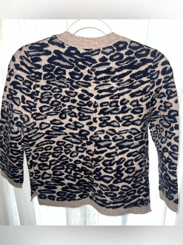 Ann Taylor NWT Merino Wool Alpaca Blend Leopard Button Down Sweater Cardigan SM - Image 7