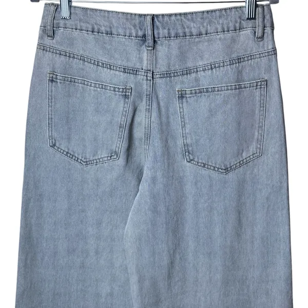 NEW Edikted Side Stripe Low Rise Wide Leg Washed Jeans Capsule Skater Grunge‎ S - Image 6