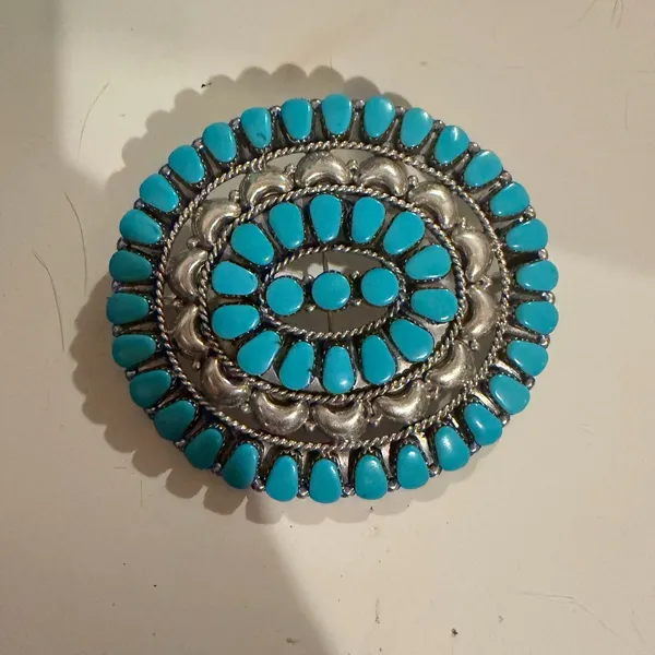 Turquoise Cluster Pin/Pendant Blue - Image 3