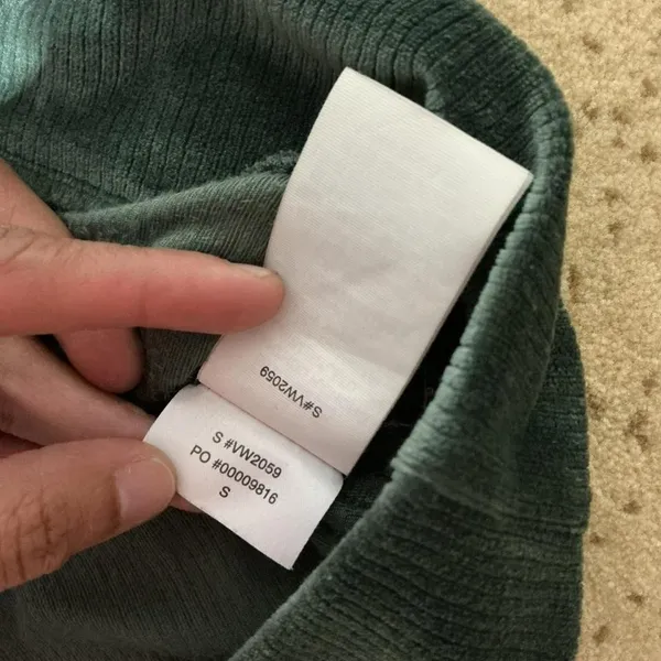 Vuori Womens Green Velour Corduroy‎ Quarter Zip Pullover Sweatshirt VW2059 Small - Image 5