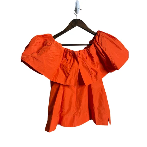 COS Voluminous Off-The-Shoulder Top in Bright Orange size 4 NWT - Image 3