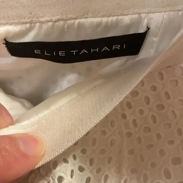 Ellie Tahari Molly White Eyelet Pencil Skirt - Image 5