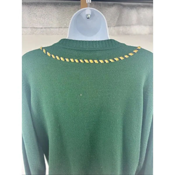 Pendleton Vintage Cardigan Sweater Green Gold Whipstitch Crest Buttons Size S - Image 11