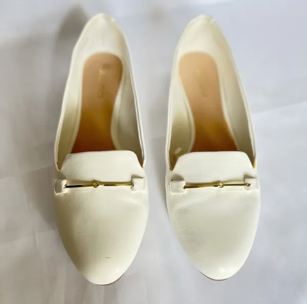 Aldo | White Leather Loafers  - Image 2