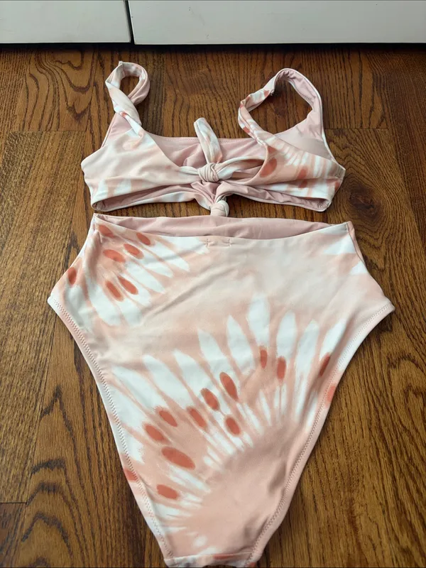 aerie Tie-Dye Cutout One-Piece Swimsuit in Peach Size Medium - Image 3