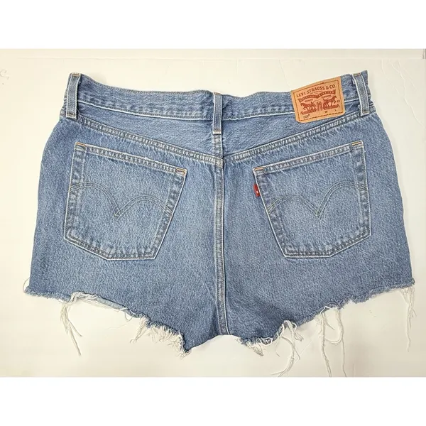 Levi's‎ 501 Original Womens Denim Short Distressed Raw Edge Blue Jean Size W33 - Image 11