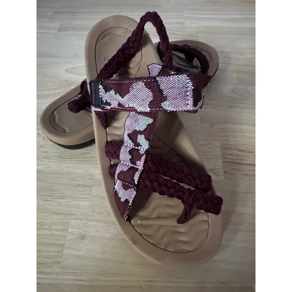 MEGNYA Women Walking Sandals Burgundy Braided Rope Athletic Strappy Hiking Shoes - Image 5