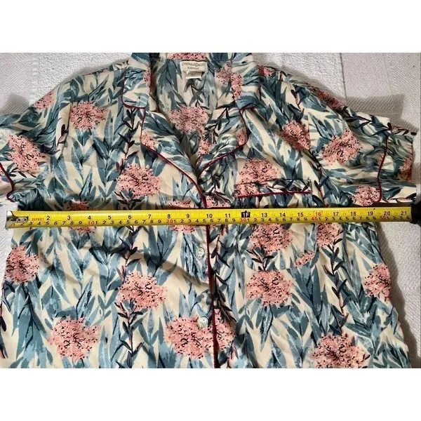 Cynthia Rowley Tropical Floral Pajamas S 2 Pc Capris Button Up Top Short Sleeves - Image 5