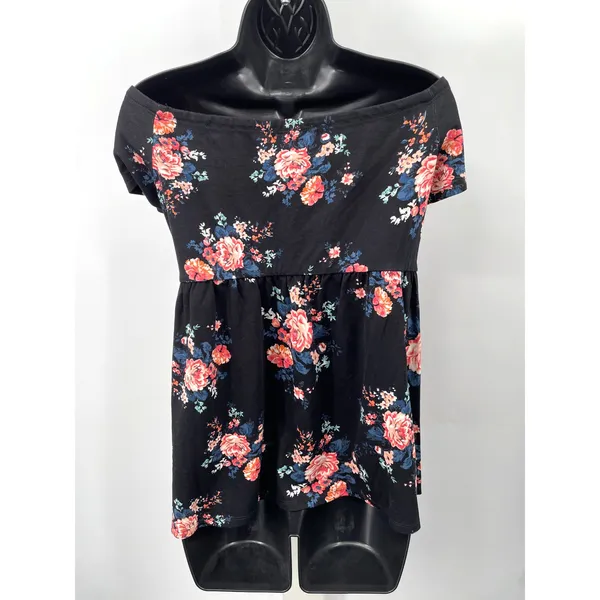 NWT Torrid Black Floral Off The Shoulder Babydoll Blouse Women's Size 2 (2X) - Image 3