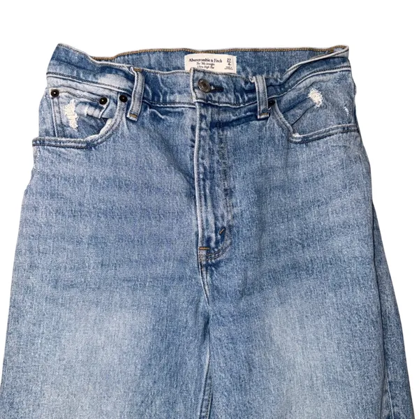 Abercrombie‎ & Fitch 90s Straight Jeans Womens 27/4R Light Blue Distressed - Image 2