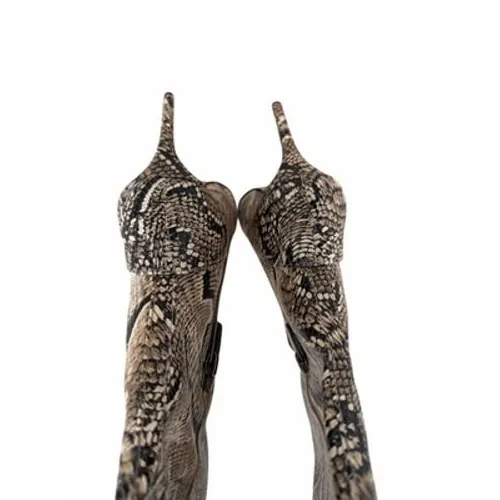 Vince Camuto Fendels Snakeskin Embossed Leather Knee High Stiletto Boots‎ 5.5M - Image 6