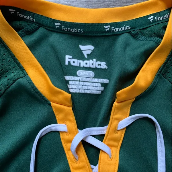 Green Bay Packers Fanatics Green/Gold Team Draft Me Lace-Up Raglan T-Shirt S - Image 2